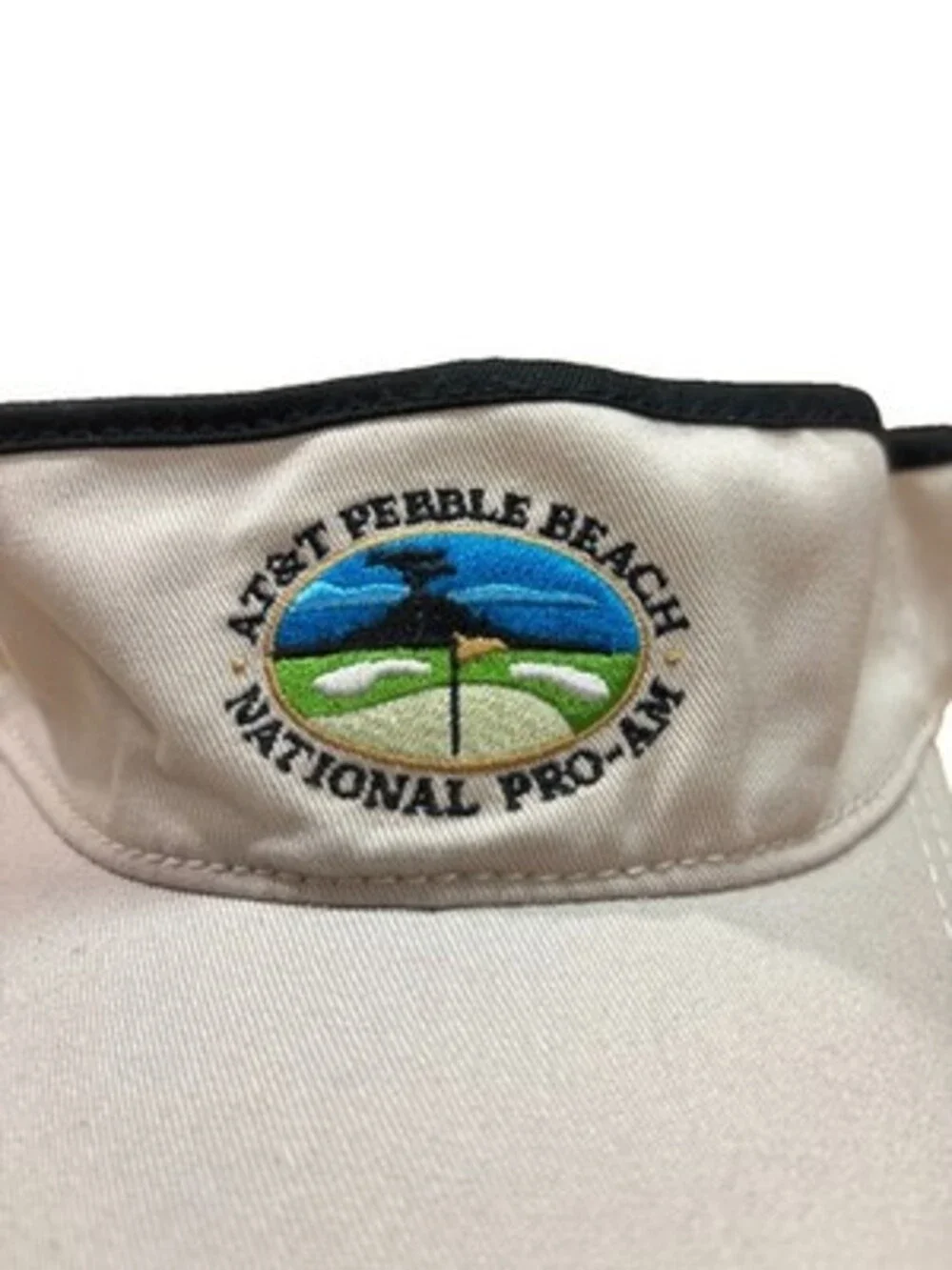 Pebble Beach National Pro-Am Beige Cotton Golf Visor Adjustable Embroidered